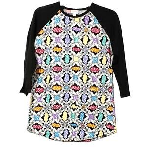 LuLaRoe Randy Minnie Mouse Kaleidoscope T-Shirt 3/4 Sleeve Multicolor Womens S